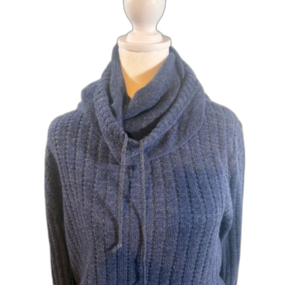 Autumn Cashmere Cowl Neck Sweater XL Wool Cashmere Blend Blue Luxury Knit - Picture 2 of 10